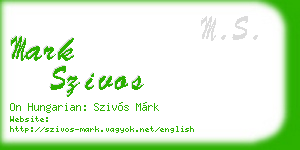 mark szivos business card